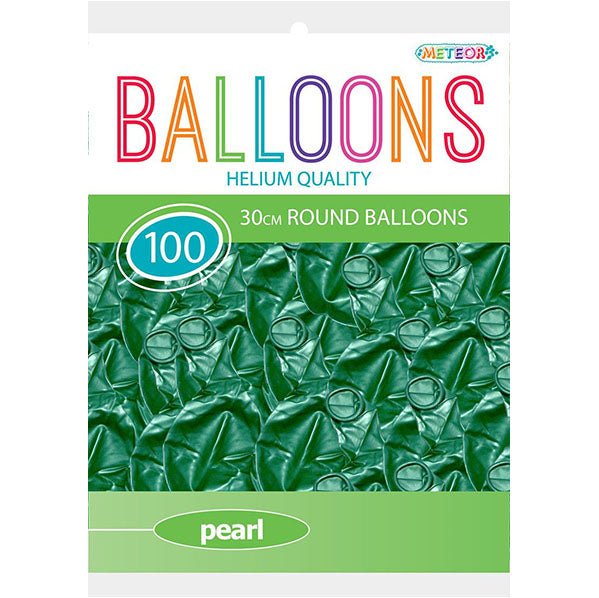 Green Pearl Balloons 30cm (Pack of 100) - The Party Marketplace