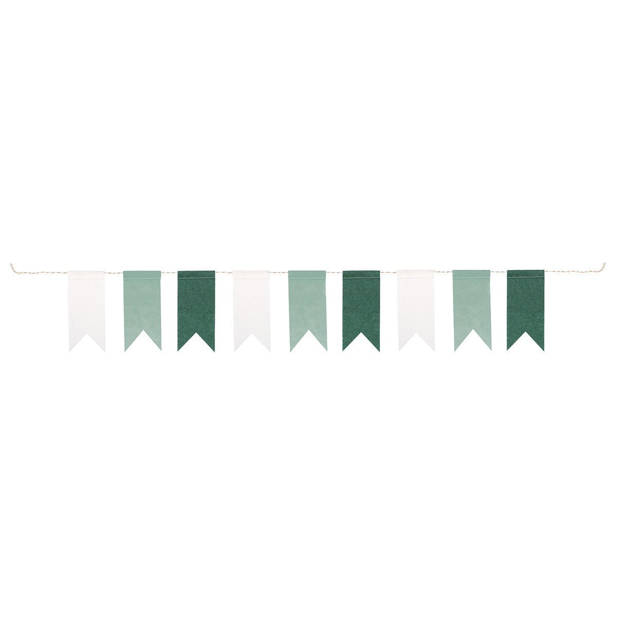 Green & White Felt Pennant Banner - 1.21m - The Party Marketplace