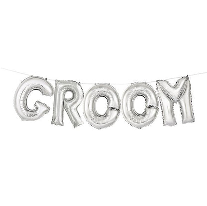"Groom" Silver Foil Letter Balloon Kit - The Party Marketplace