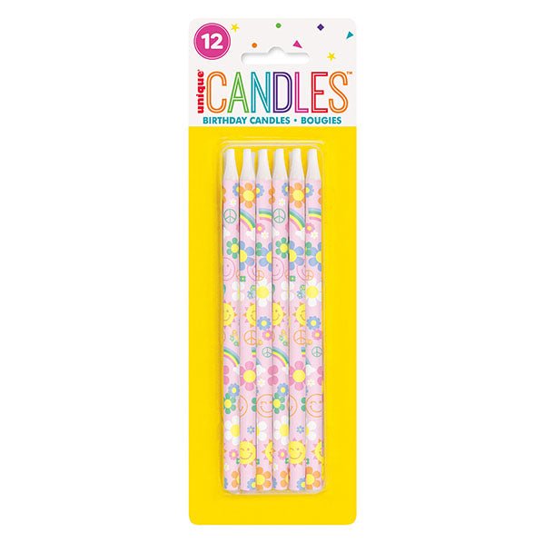 Groovy Birthday Candles 12.7cm (Pack of 12) - The Party Marketplace