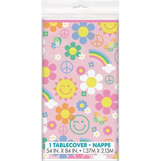 Groovy Birthday Printed Tablecover 137cm x 213cm - The Party Marketplace