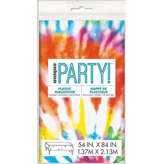 Groovy Tie Dye Printed Tablecover 137cm x 213cm - The Party Marketplace