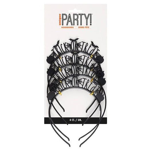 Halloween Trick Or Treat Black Acrylic Headbands (Pack of 4) - The Party Marketplace
