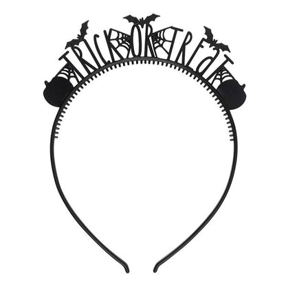 Halloween Trick Or Treat Black Acrylic Headbands (Pack of 4) - The Party Marketplace