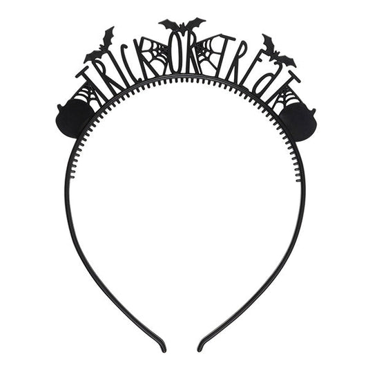 Halloween Trick Or Treat Black Acrylic Headbands (Pack of 4) - The Party Marketplace