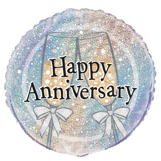 Happy Anniversary Foil Prismatic Balloon 45cm - The Party Marketplace