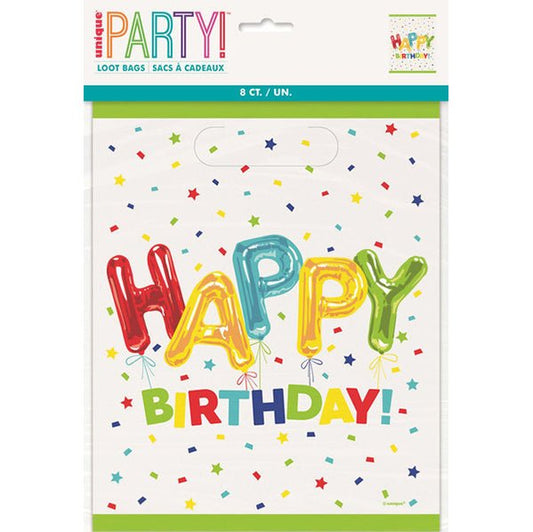 Happy Balloon Birthday Loot Bags (Pack of 8) - The Party Marketplace
