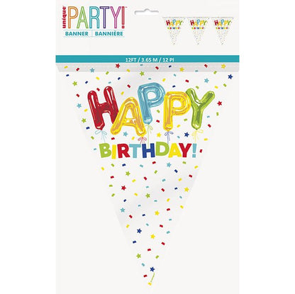 Happy Balloon "Happy Birthday" Flag Banner - 3.65m - The Party Marketplace