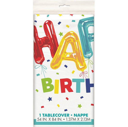 Happy Balloon Printed Tablecover 137cm x 213cm - The Party Marketplace