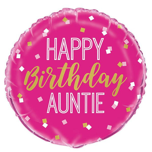 "Happy Birthday Auntie" Foil Balloon 45cm - The Party Marketplace