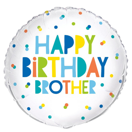 "Happy Birthday Brother" Foil Balloon 45cm - The Party Marketplace