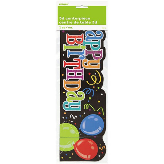 "Happy Birthday" Confetti Deluxe 3D Centrepiece 35.5cm - The Party Marketplace