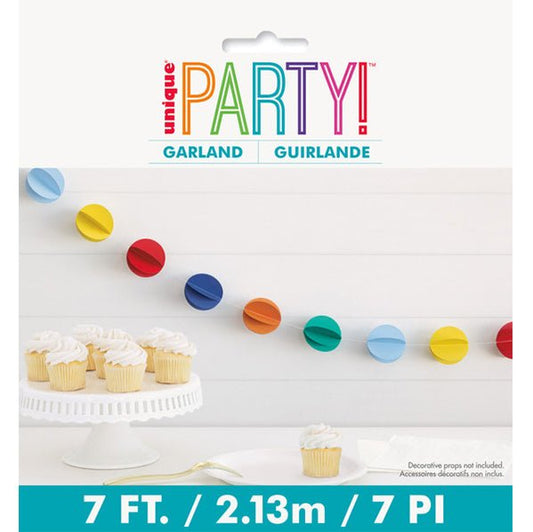 Happy Birthday Dots Colourful Paper Garland (2.13m) - The Party Marketplace