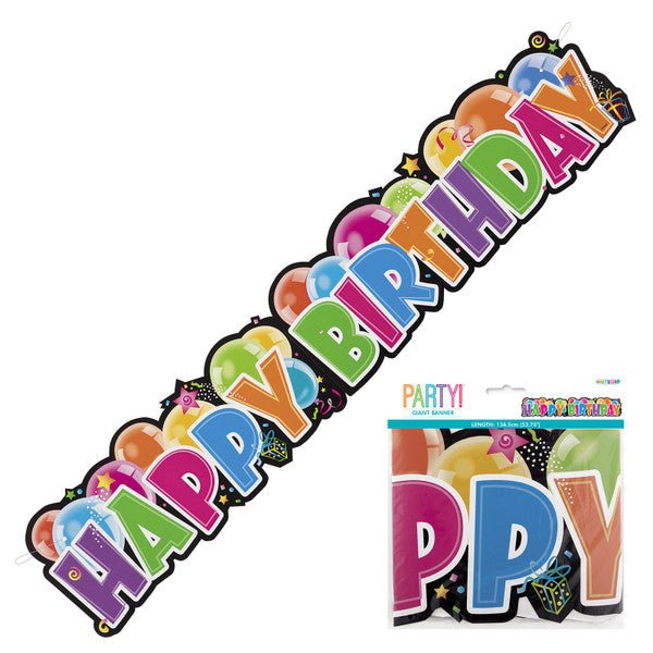 "Happy Birthday" Giant Jointed Banner - 1.36m - The Party Marketplace