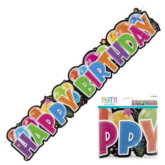 "Happy Birthday" Giant Jointed Banner - 1.36m - The Party Marketplace