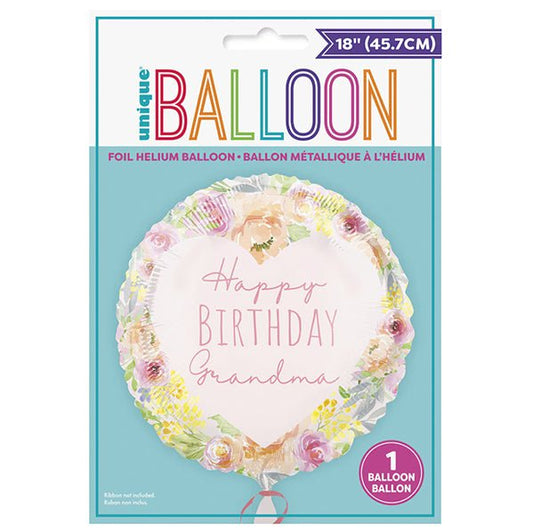 "Happy Birthday Grandma" Foil Balloon 45cm - The Party Marketplace
