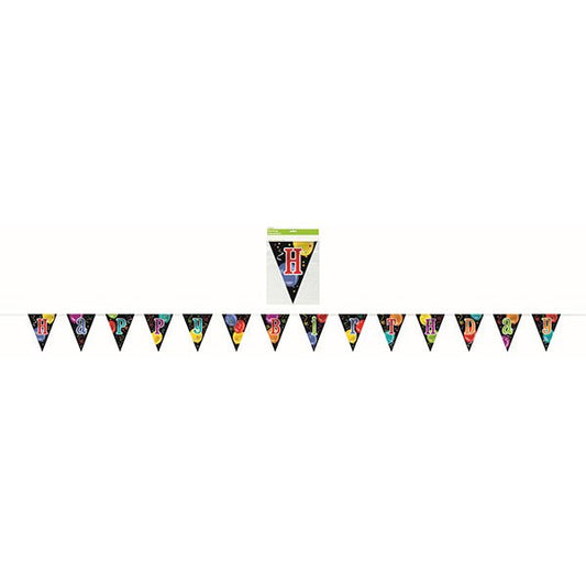 "Happy Birthday" Large Plastic Flag Banner - 4.26m - The Party Marketplace