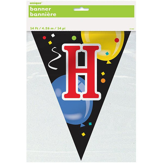 "Happy Birthday" Large Plastic Flag Banner - 4.26m - The Party Marketplace