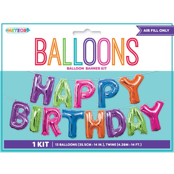 "Happy Birthday" Multi Colour Foil Letter Balloon Kit - The Party Marketplace