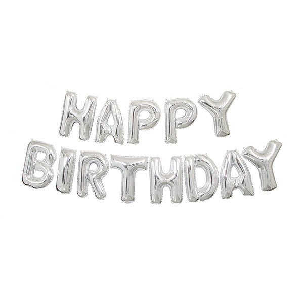 "Happy Birthday" Silver Foil Letter Balloon Kit - The Party Marketplace