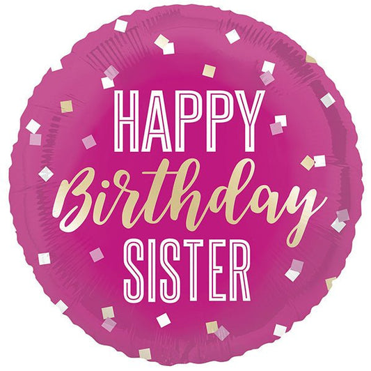 "Happy Birthday Sister" Foil Balloon 45cm - The Party Marketplace