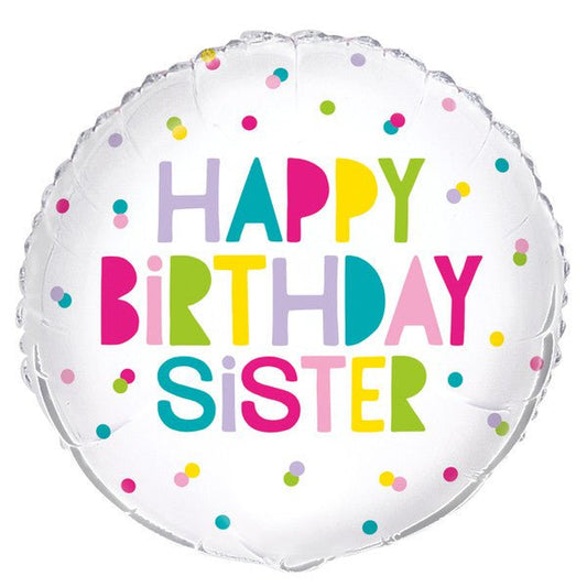 "Happy Birthday Sister" Foil Balloon 45cm - The Party Marketplace