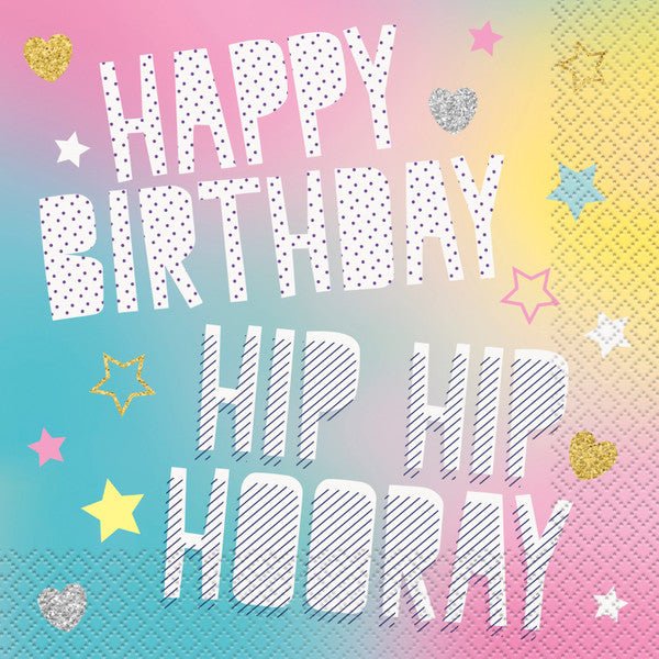 "Happy Birthday" Unicorn Party Luncheon Napkins (Pack of 16) - The Party Marketplace