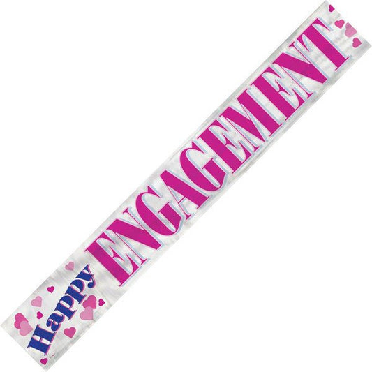 "Happy Engagement" Foil Banner - 3.65m - The Party Marketplace