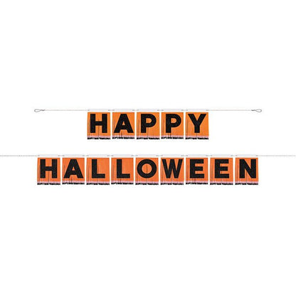 Happy Halloween Tissue Fringe Banner (4.49m) - The Party Marketplace