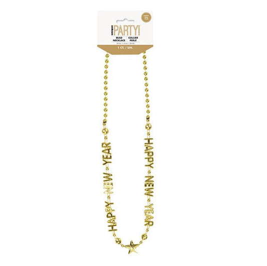 "Happy New Year" Bead Necklace 71cm - The Party Marketplace