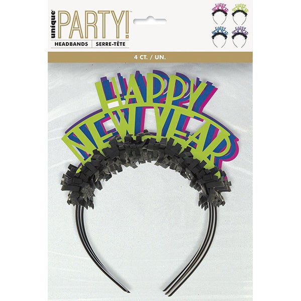 "Happy New Year" Neon Headbands (Pack of 4) - The Party Marketplace