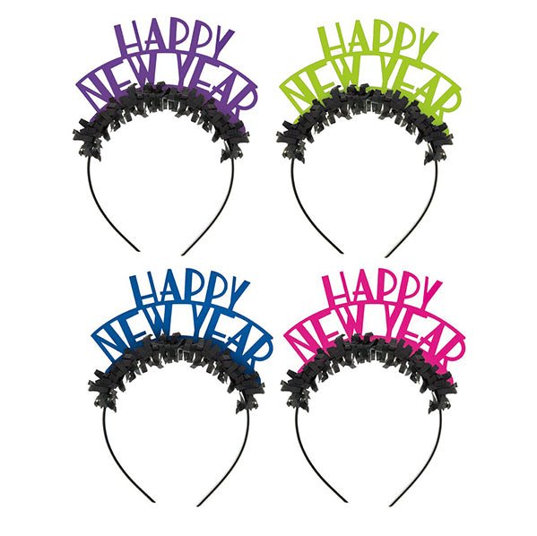 "Happy New Year" Neon Headbands (Pack of 4) - The Party Marketplace