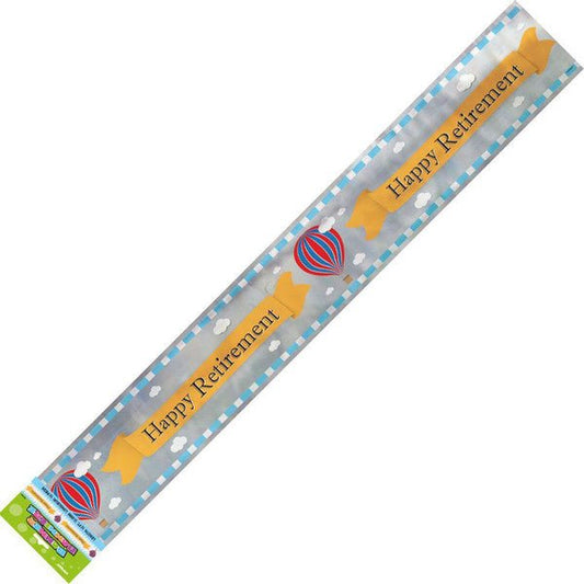 "Happy Retirement" Foil Banner - 3.65m - The Party Marketplace