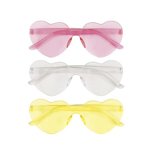 Heart Shaped Novelty Glasses - Assorted Colours (Pack of 3) - The Party Marketplace