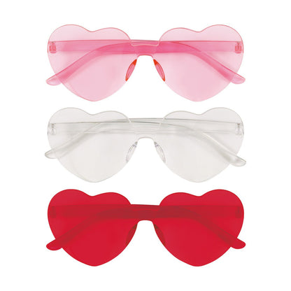 Heart Shaped Novelty Glasses - Pink, Red & Clear (Pack of 3) - The Party Marketplace