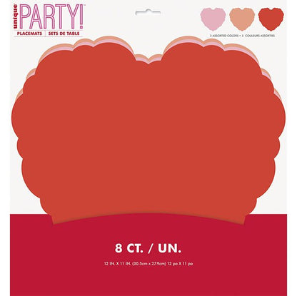 Heart Shaped Scalloped Edge Paper Placemats (Pack of 8) - The Party Marketplace