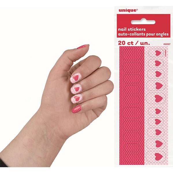 Hearts Nail Stickers (Pack of 20) - The Party Marketplace