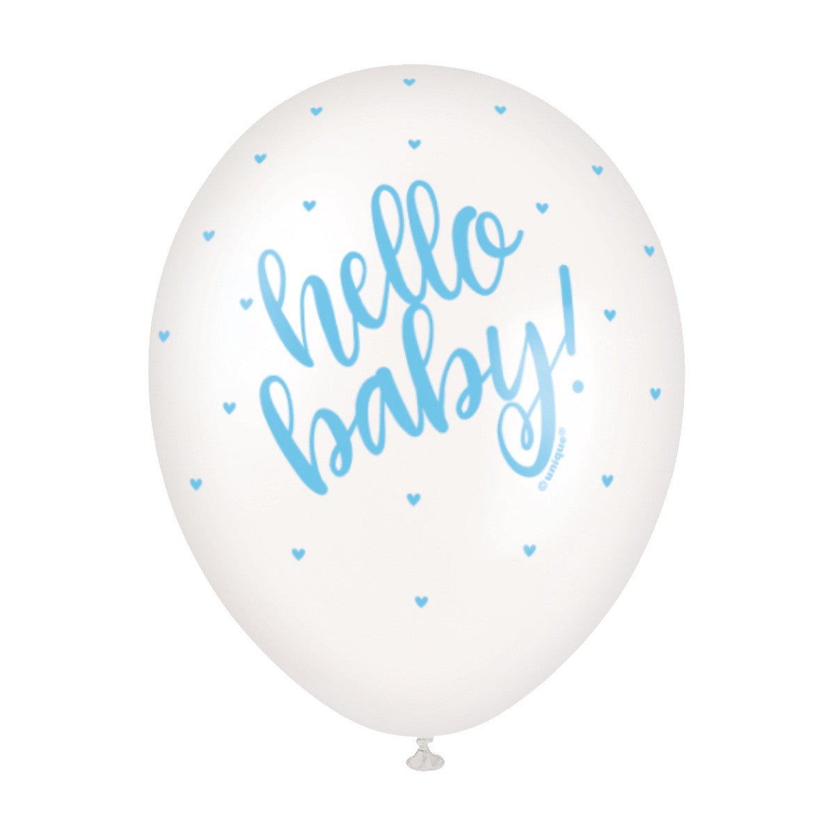 "Hello Baby" Blue & White Pearl Balloons 30cm (Pack of 5) - The Party Marketplace