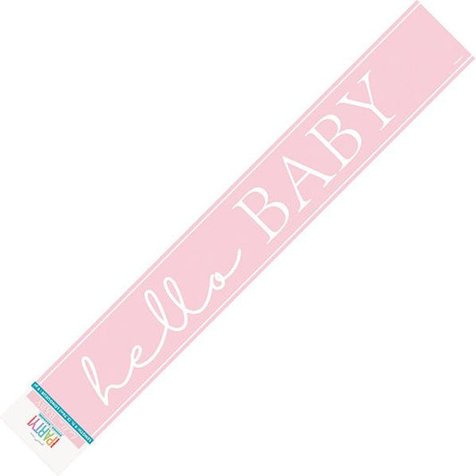 "Hello Baby" Pink Foil Banner - 2.74m - The Party Marketplace