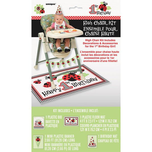 High Chair Kit - 1st Birthday Lively Ladybugs - The Party Marketplace