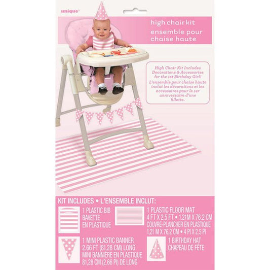 High Chair Kit - Pink Dots & Stripes - The Party Marketplace