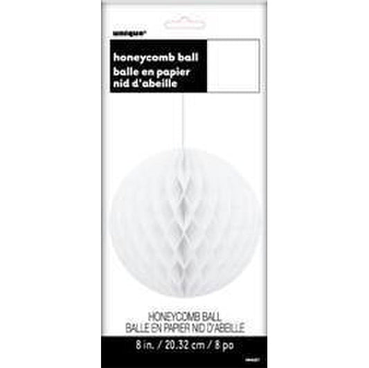 Honeycomb Ball - Bright White 20cm - The Party Marketplace