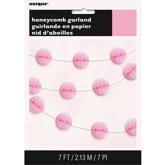 Honeycomb Ball Garland - Lovely Pink (2.13m) - The Party Marketplace