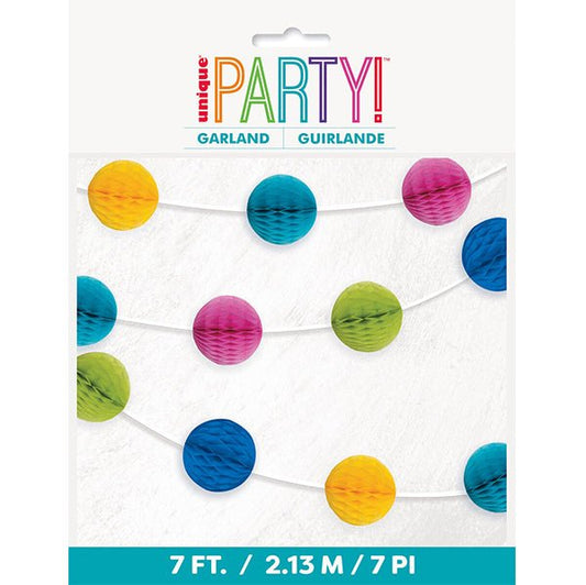 Honeycomb Ball Garland - Multi Coloured (2.13m) - The Party Marketplace