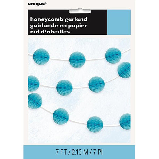 Honeycomb Ball Garland - Powder Blue (2.13m) - The Party Marketplace
