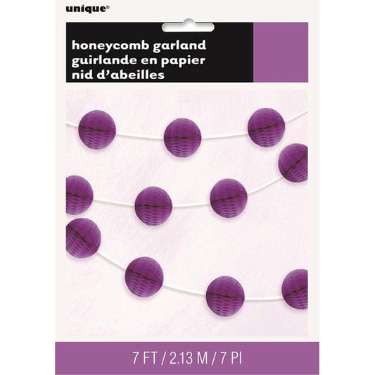 Honeycomb Ball Garland - Pretty Purple (2.13m) - The Party Marketplace