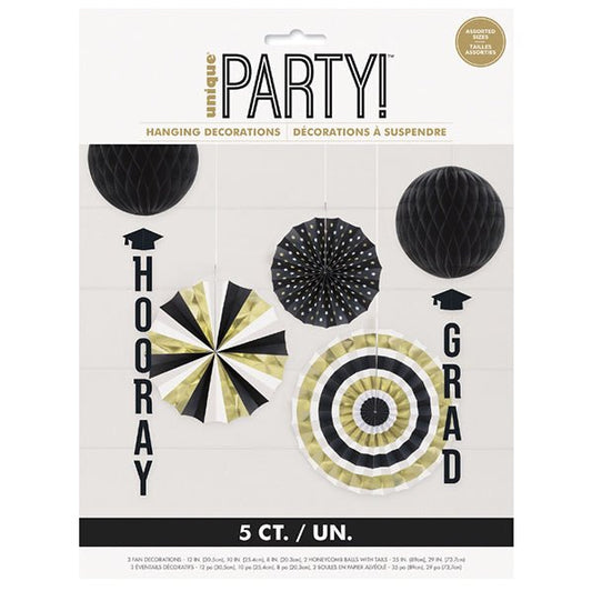 Hooray Grad Hanging Decoration Kit (5 piece set) - The Party Marketplace