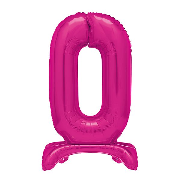 Hot Pink "0" Giant Standing Numeral Foil Balloon (76cm) - The Party Marketplace