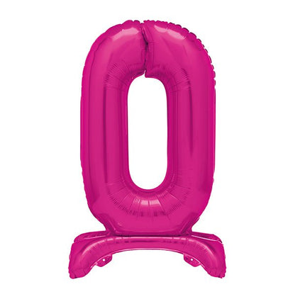 Hot Pink "0" Giant Standing Numeral Foil Balloon (76cm) - The Party Marketplace