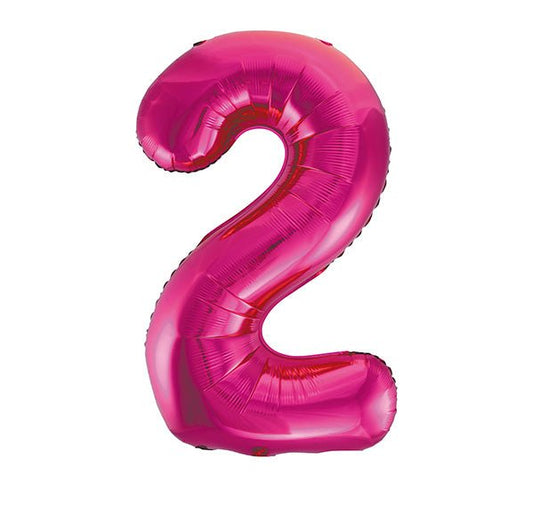 Hot Pink "2" Numeral Foil Balloon (86cm) - The Party Marketplace